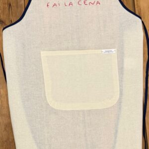 GREMBIULE CON TASCHE E BORDI BLU "ALEXA, FAI LA CENA"