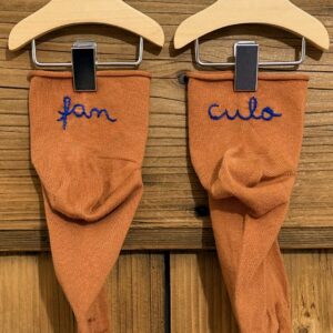 CALZINI GAMBALE 9CM * FAN - CULO (Duna arancione ricamo blu taglia 36/38)