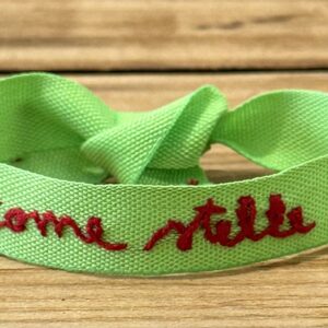 BRACCIALE COLOR VERDE "COME STELLE" ricamato a mano