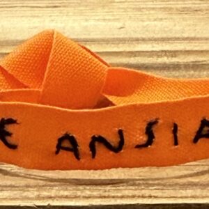 BRACCIALE COLOR ARANCIONE "CHE ANSIA ♥" ricamato a mano