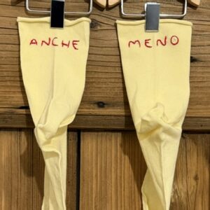 CALZINI GAMBALE 13CM * ANCHE - MENO (Giallo canarino ricamo rosso 37/39)