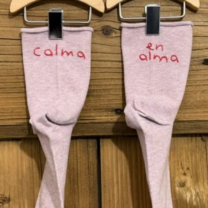 CALZINI GAMBALE 13CM * CALMA - EN ALMA (Rosa mélange ricamo rosso 36/38)