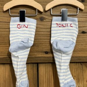 CALZINI GAMBALE 9CM * GIN - TONIC (Sorbetto blu ricamo rosso taglia 37/39)