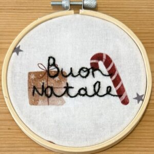 TELAIO "BUON NATALE PACCHETTINO" ricamato a mano