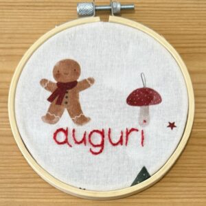 TELAIO "AUGURI BISCOTTINO" ricamato a mano