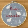 TELAIO "BUON NATALE CON 3 ORSETTI" ricamato a mano